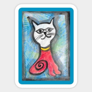 Cat in yellow and red - 1 Sticker